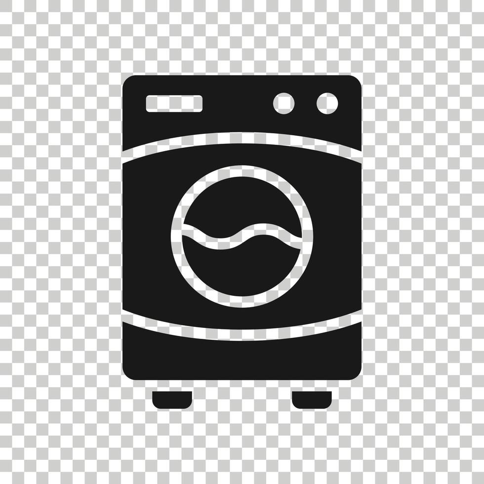 Washing machine icon in flat style. Washer vector illustration on white isolated background. Laundry business concept.