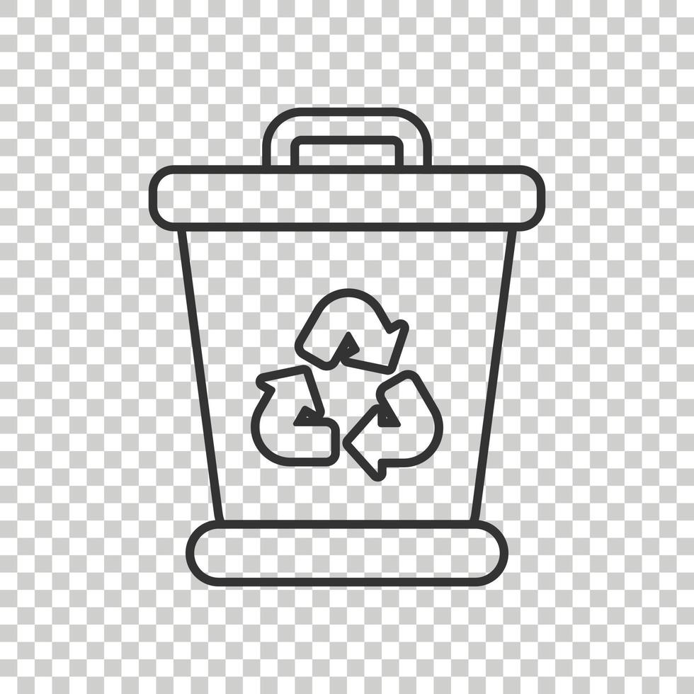 Garbage bin icon in flat style. Recycle vector illustration on white isolated background. Trash basket sign business concept.