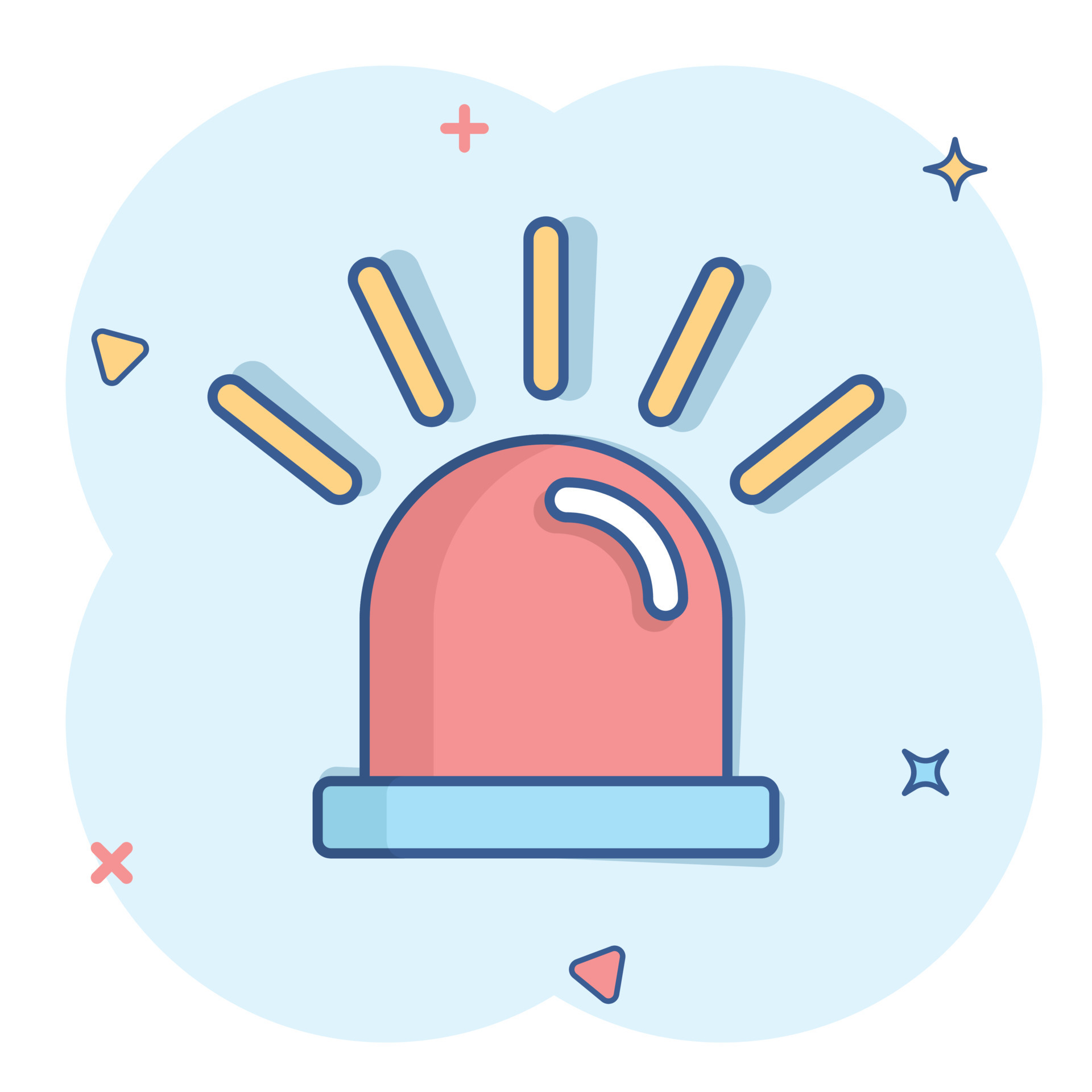 Emergency siren icon in comic style. Police alarm vector cartoon ...