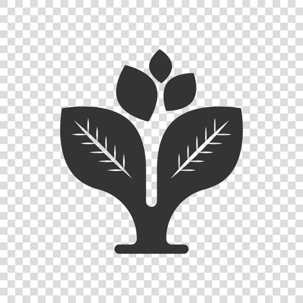 Leaf icon in flat style. Plant vector illustration on white isolated background. Flower sign business concept.