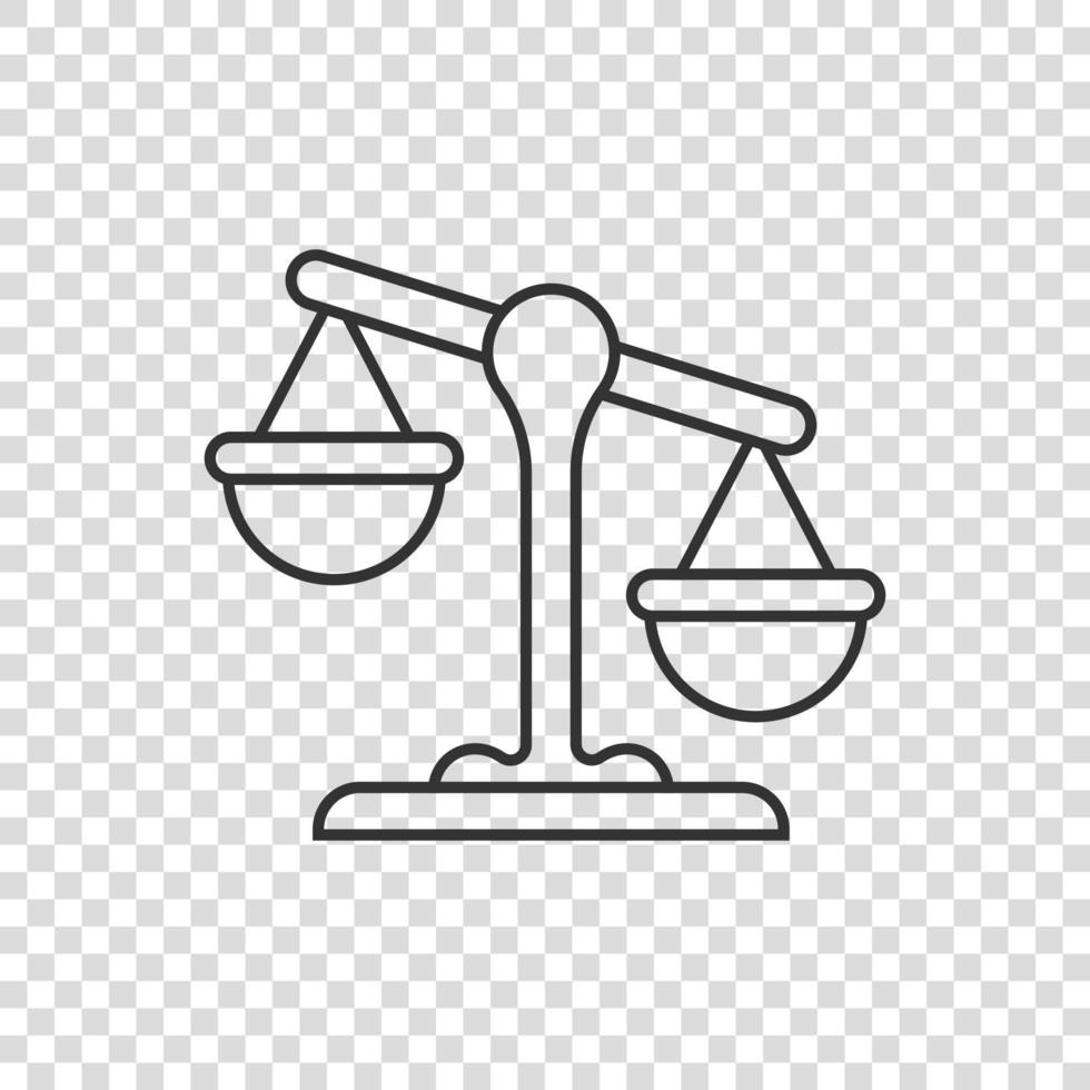 Scales icon in flat style. Libra vector illustration on isolated background. Mass comparison sign business concept.