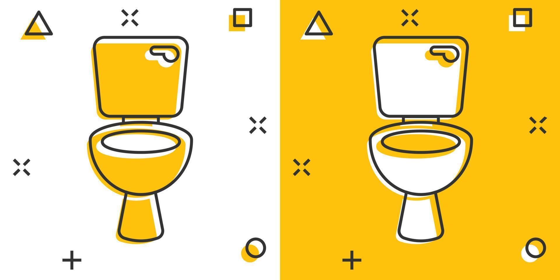 icono de la taza del inodoro en estilo cómico. ilustración de vector de dibujos animados de higiene sobre fondo aislado. concepto de negocio de signo de efecto de salpicadura de baño wc.