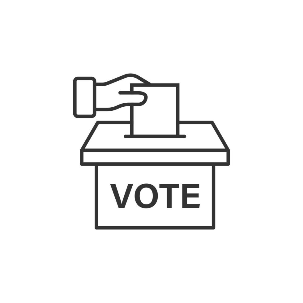 Vote icon in flat style. Ballot box vector illustration on white isolated background. Election business concept.