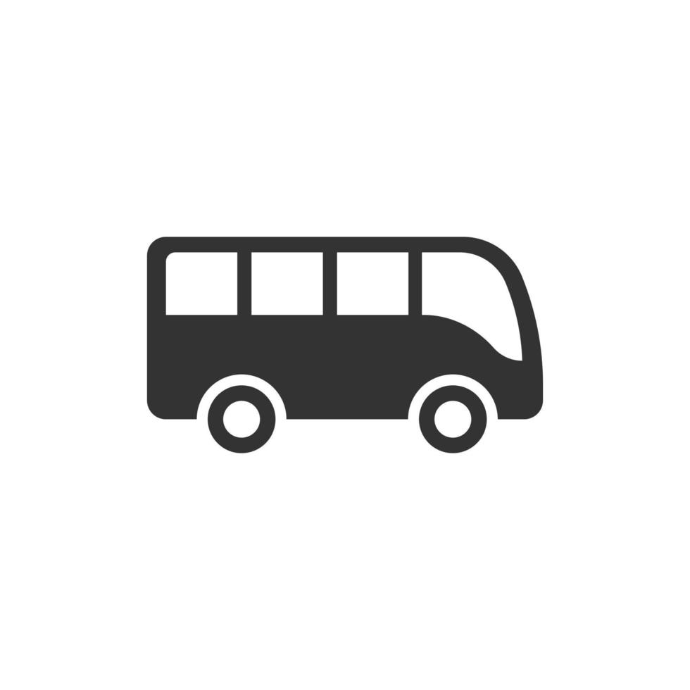 Bus icon in flat style. Coach vector illustration on white isolated background. Autobus vehicle business concept.