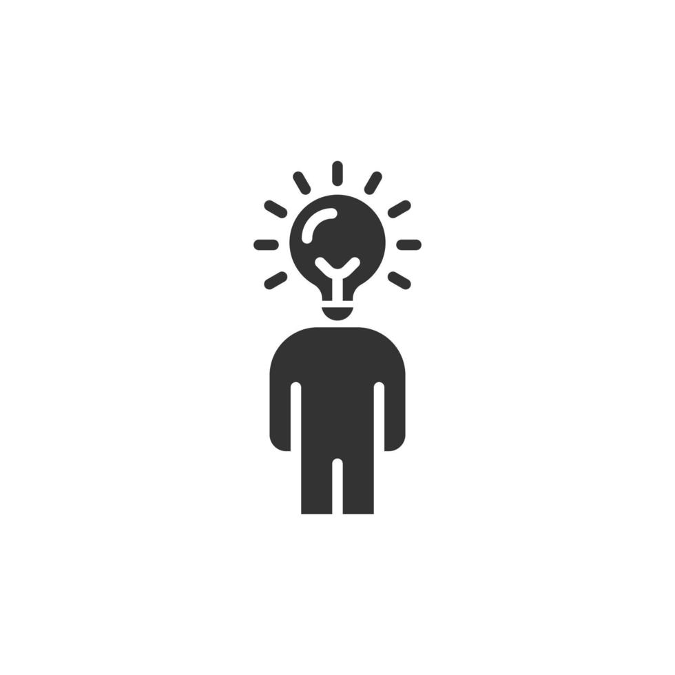 People with bulb icon in flat style. idea vector collection illustration on white isolated background. Brain mind business concept.