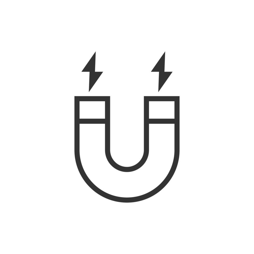 Magnet icon in flat style. Attract vector illustration on white isolated background. Electromagnetic business concept.
