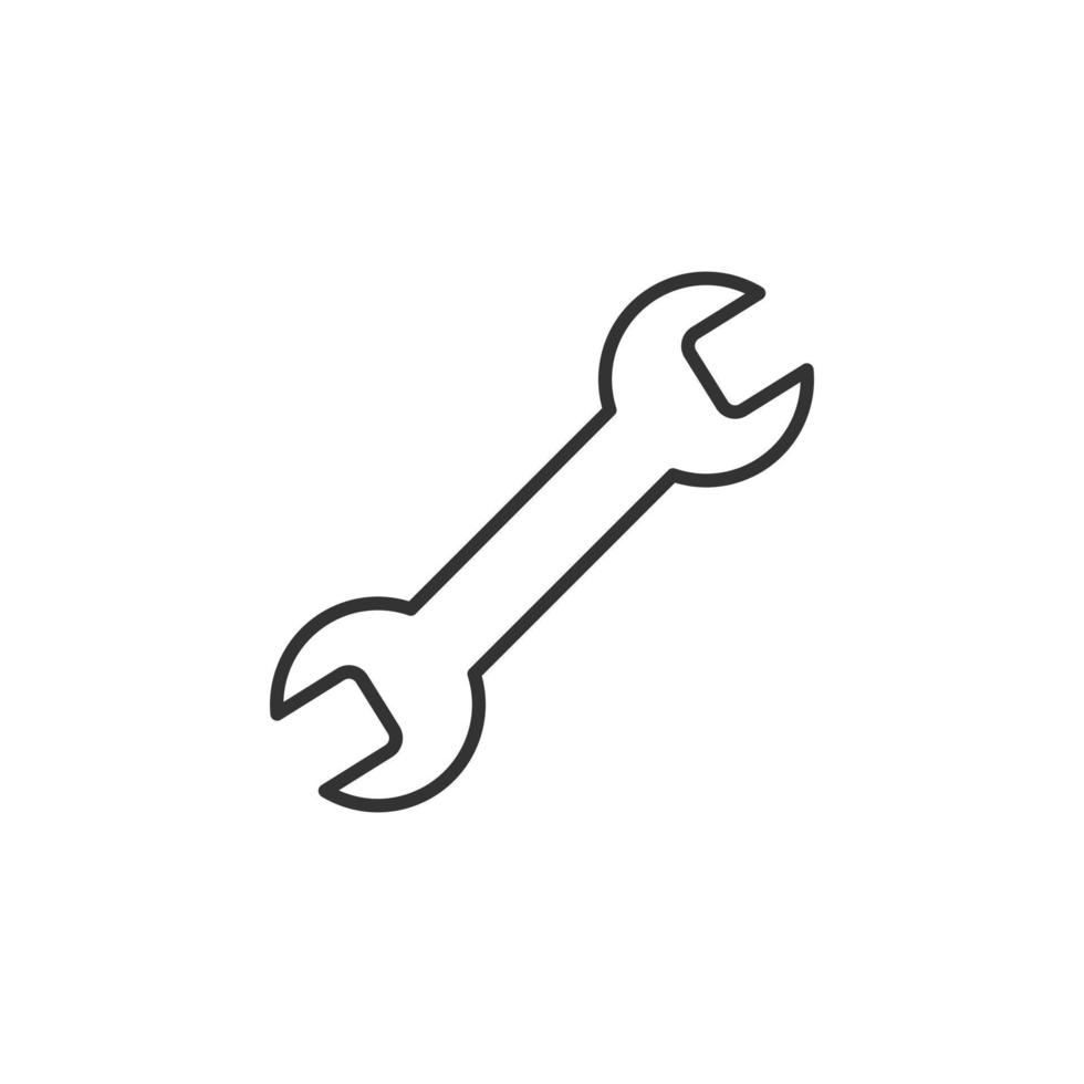 Wrench icon in flat style. Spanner key vector illustration on white isolated background. Repair equipment business concept.