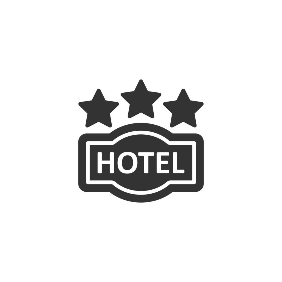 Hotel 3 stars sign icon in flat style. Inn vector illustration on white isolated background. Hostel room information business concept.