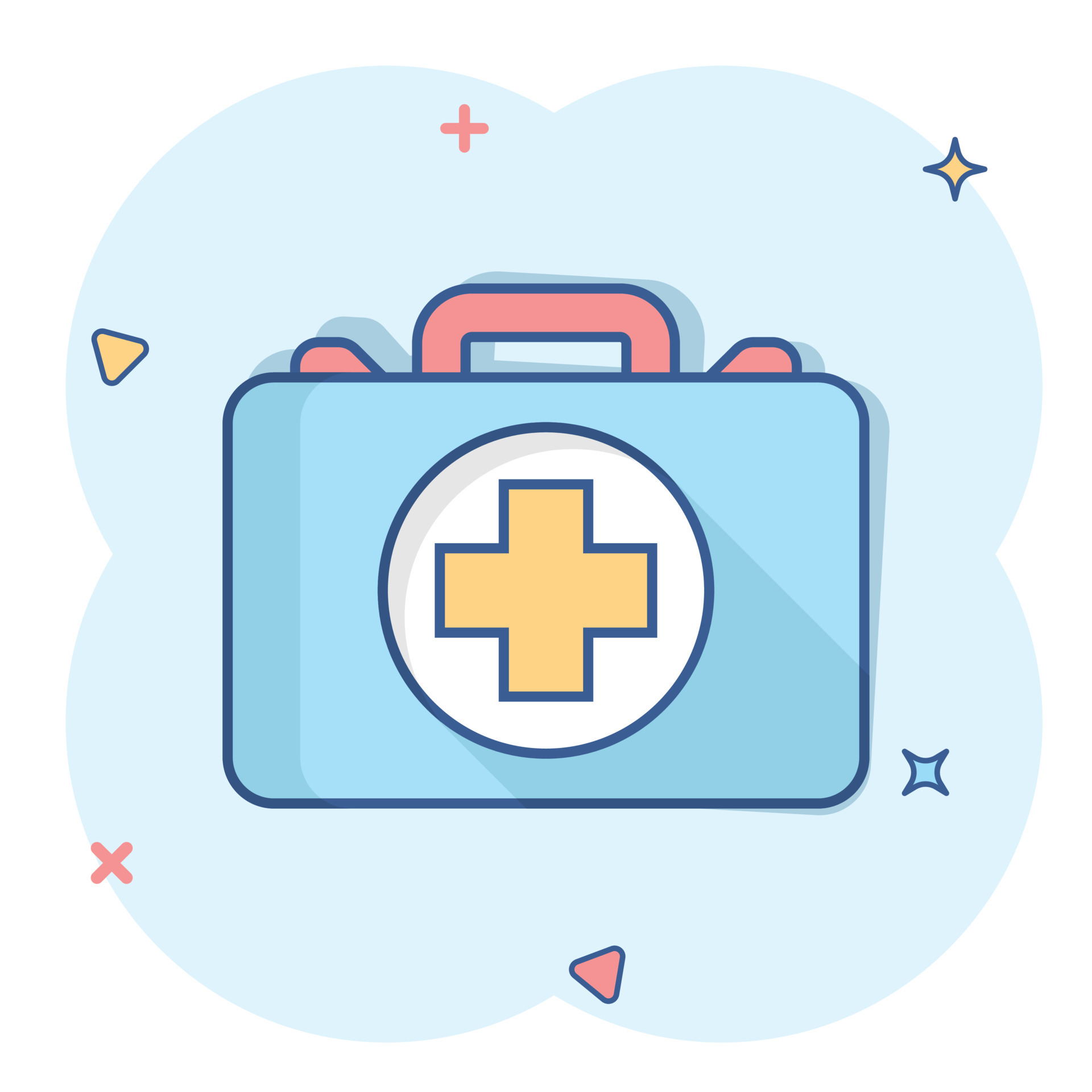 First aid kit icon in comic style. Health, help and medical diagnostics  vector cartoon illustration on white isolated background. Doctor bag  business concept splash effect. 16133630 Vector Art at Vecteezy