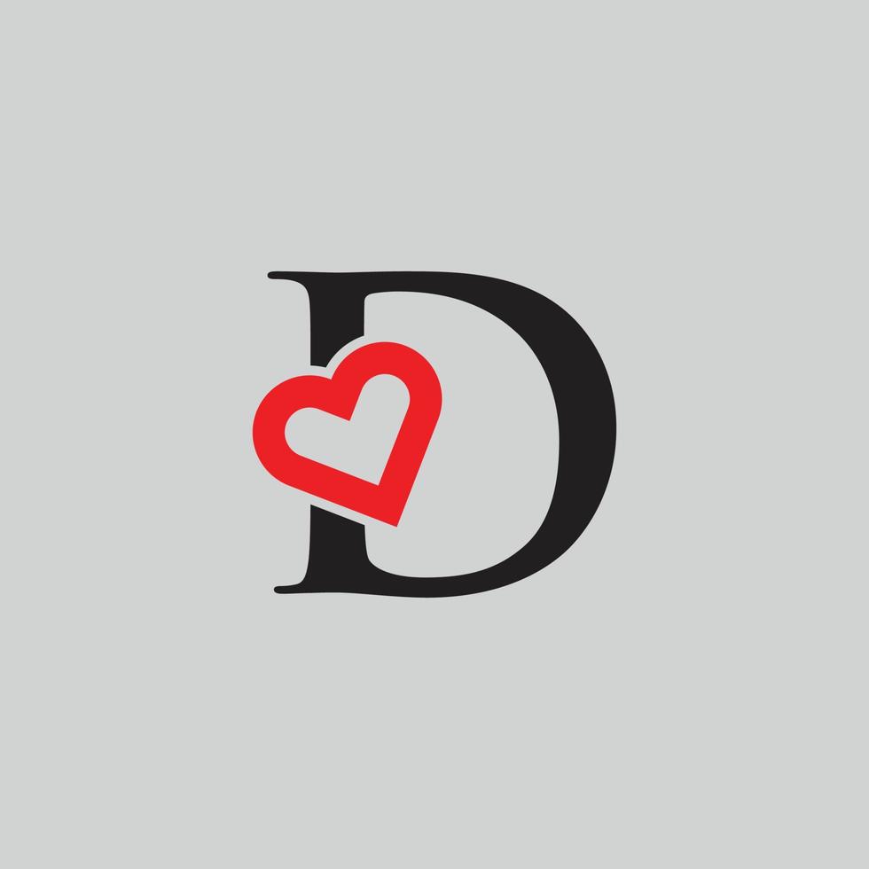 logo corazón letra d. hermoso diseño de logotipo de amor vectorial. diseño de carta creativa de esquema de amor d vector