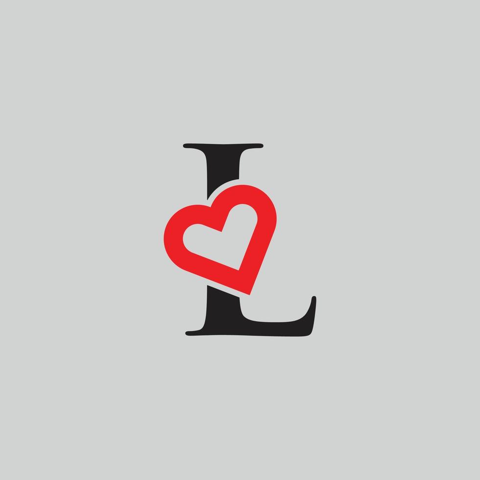 Logo Heart Letter L. Beautiful vector love logo design. L love outline creative letter design