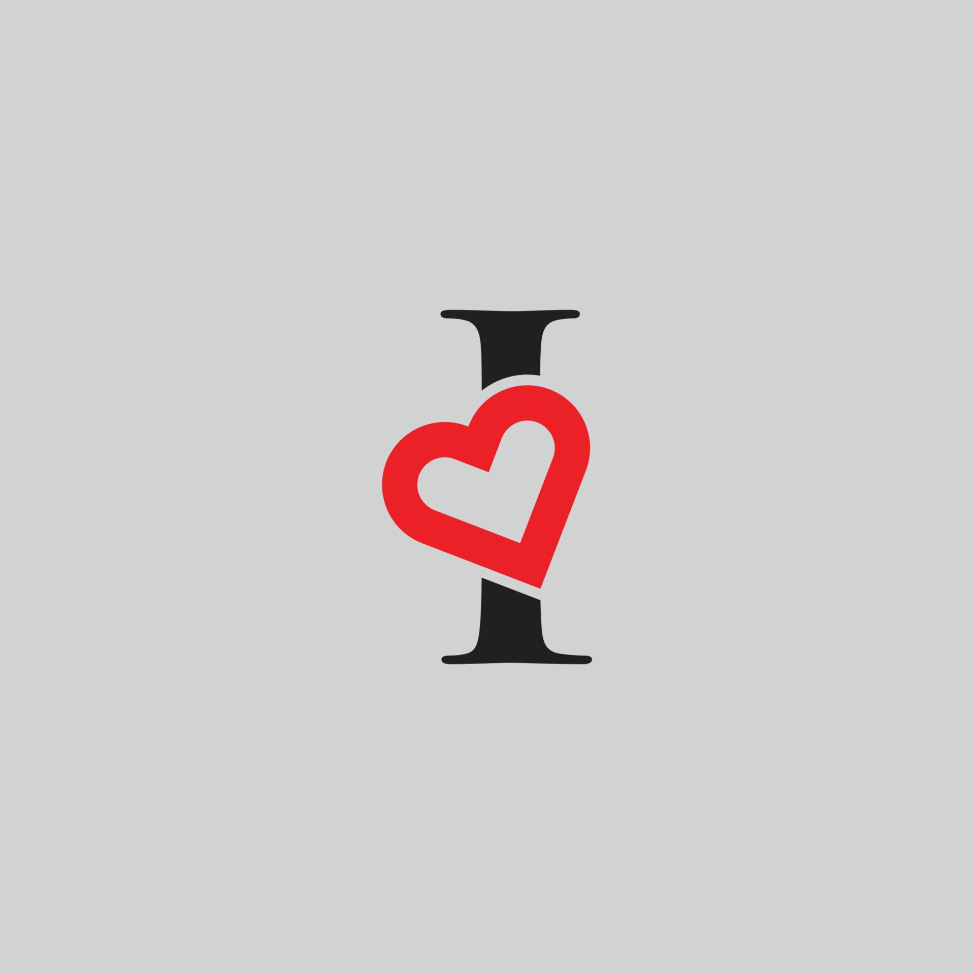 Logo Heart Letter I. Beautiful vector love logo design. I love outline