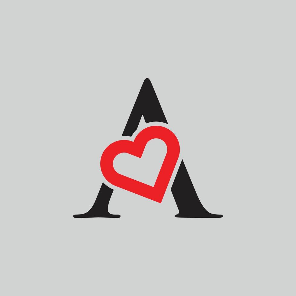 logo corazón letra a. hermoso diseño de logotipo de amor vectorial. un diseño de carta creativa de esquema de amor vector