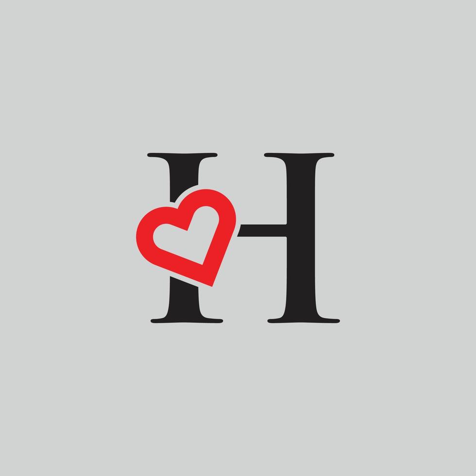 logo corazón letra h. hermoso diseño de logotipo de amor vectorial. h amor esquema diseño de carta creativa vector