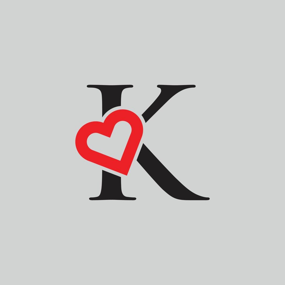 Logo Heart Letter K. Beautiful vector love logo design. K love ...