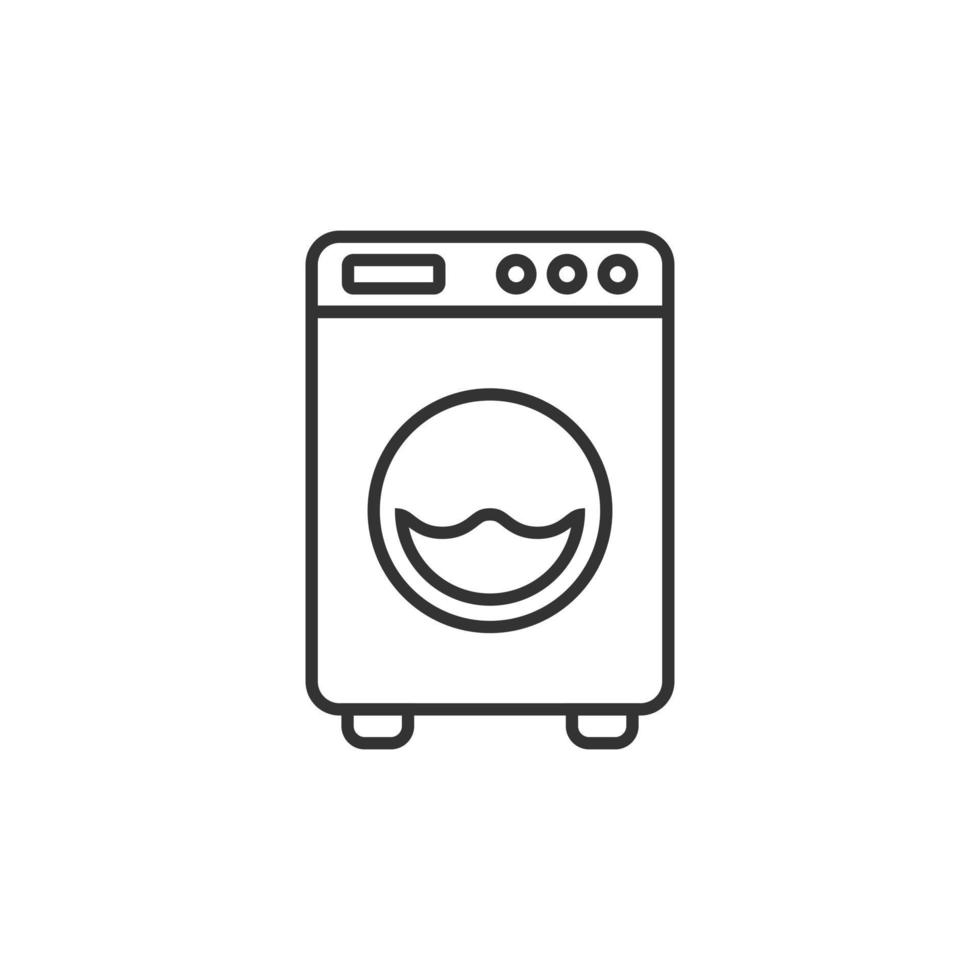 Washing machine icon in flat style. Washer vector illustration on white isolated background. Laundry business concept.