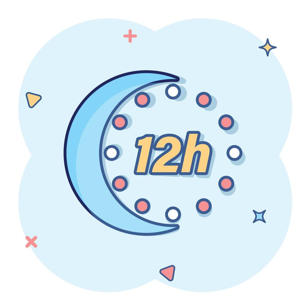 12 hour clock icon in comic style timer countdown cartoon vector
