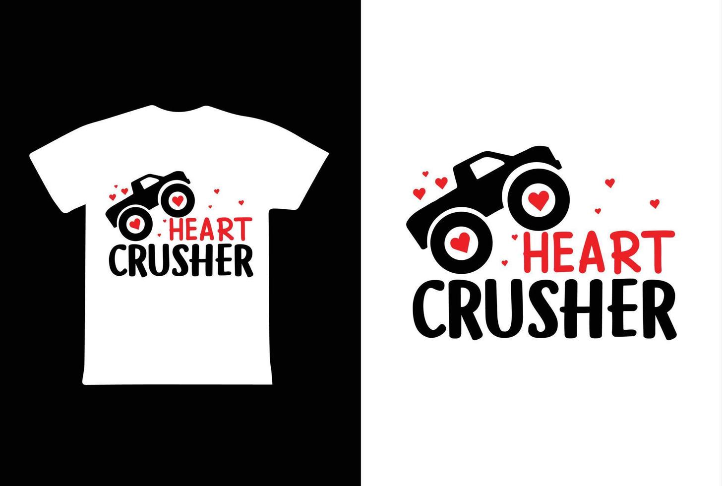 diseño de camiseta de trituradora de corazón, plantilla de diseño de camiseta de día de San Valentín vector