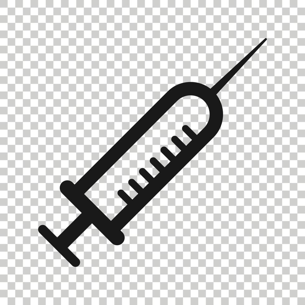 Syringe icon in flat style. Inject needle vector illustration on white isolated background. Drug dose business concept.