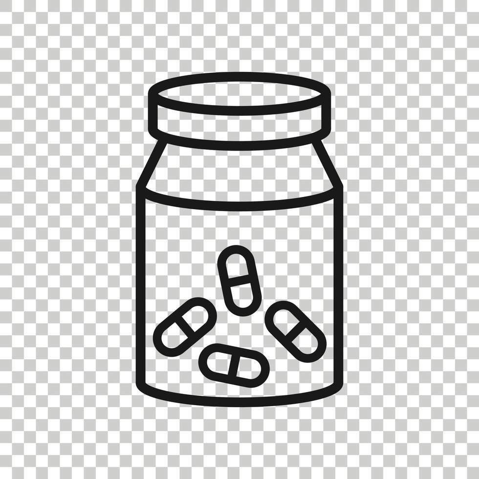 icono de botella de píldora en estilo plano. drogas vector ilustración sobre fondo blanco aislado. concepto de negocio de farmacia.