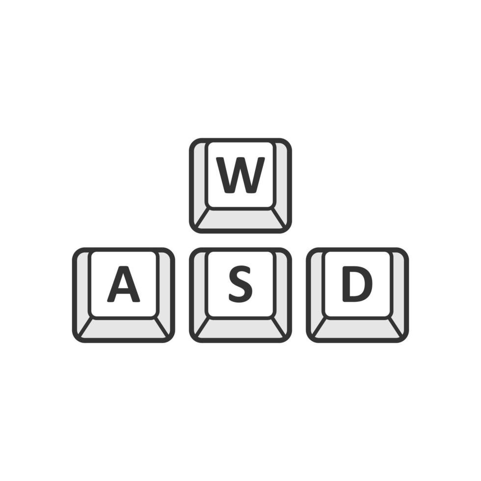 icono de botón wasd en estilo plano. Ilustración de vector de teclado sobre fondo blanco aislado. concepto de negocio de ciberdeporte.