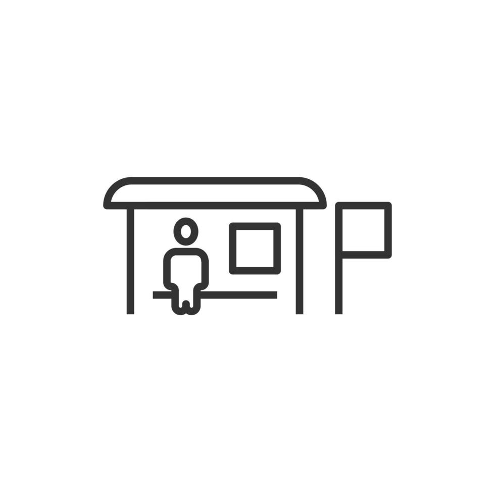 Bus station icon in flat style. Auto stop vector illustration on white isolated background. Autobus vehicle business concept.