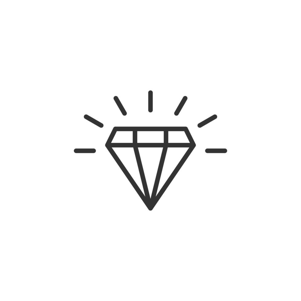 Diamond gem icon in flat style. Gemstone vector illustration on white