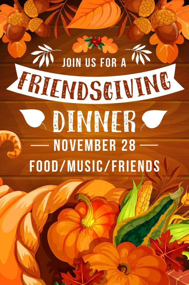 Thanksgiving Day cornucopia, Friendsgiving potluck vector