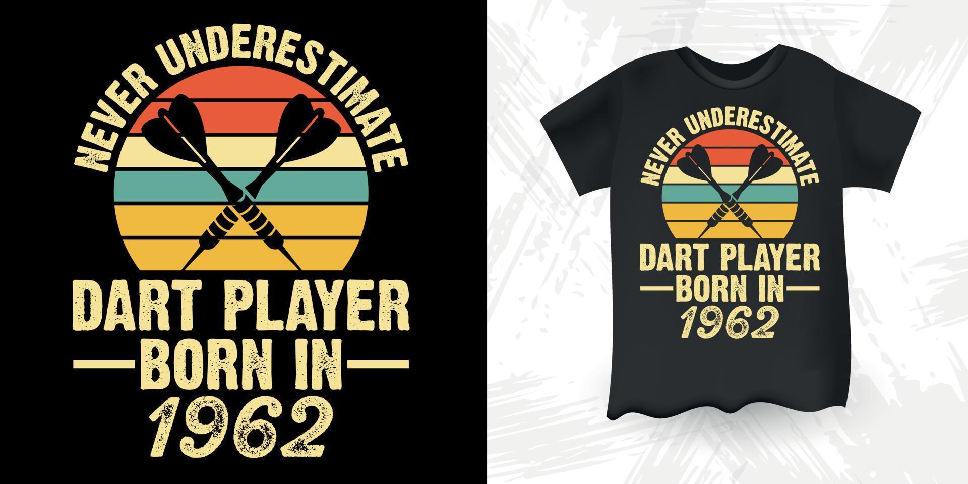 Funny Dart Player Retro Vintage Dart Throwing T-Shirt Design vector