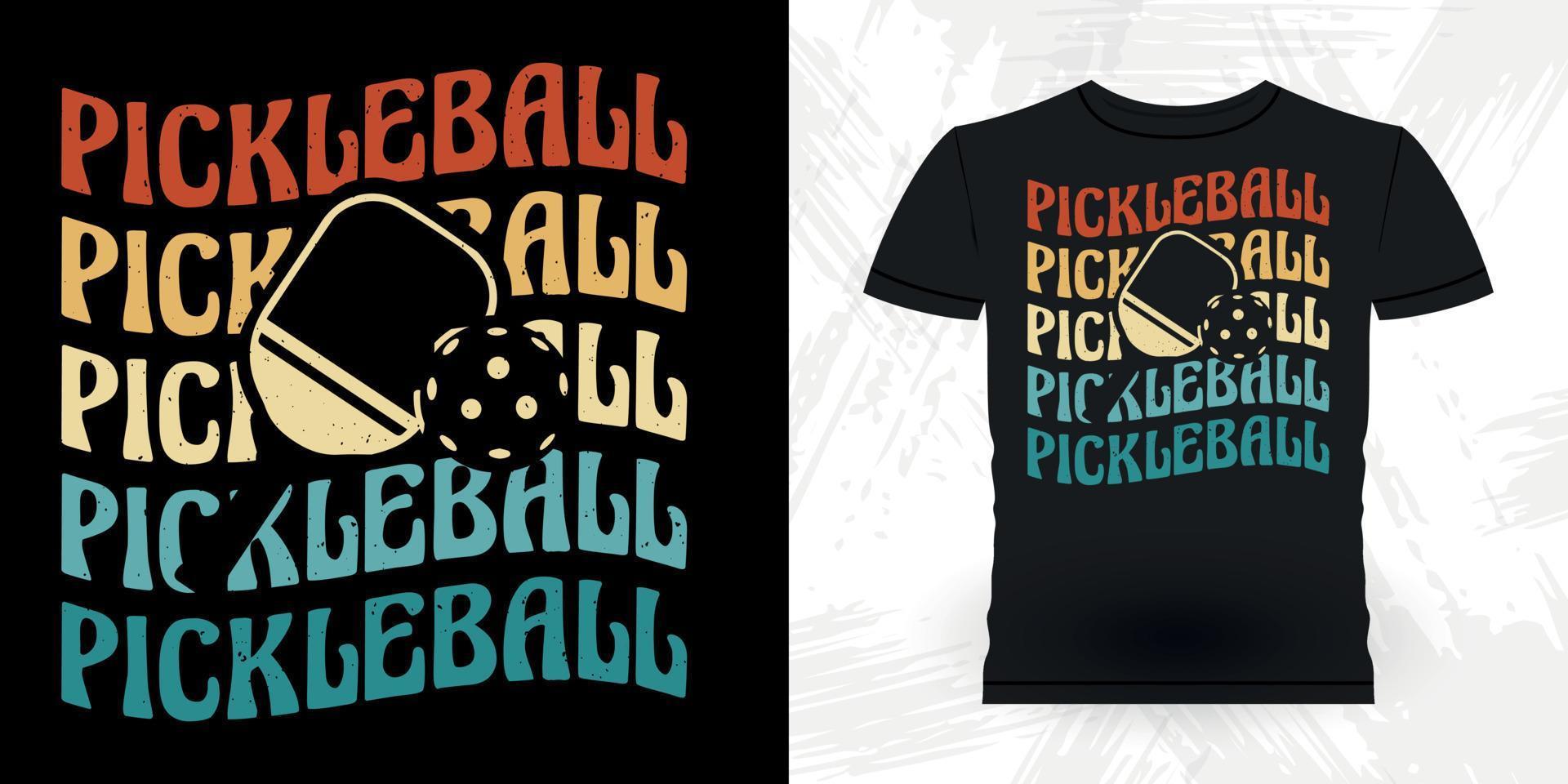 divertido jugador de pickleball deportes retro vintage pickleball diseño de camiseta vector