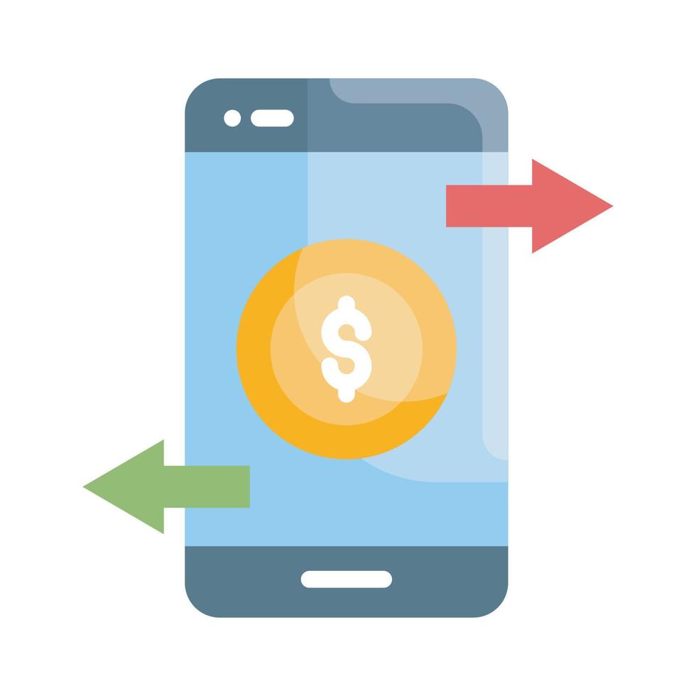 Mobile Transaction Vector Style illustration. Business and Finance Outline Icon.