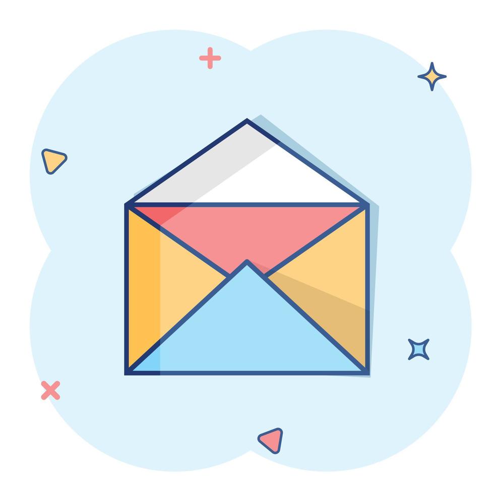 Vector cartoon mail envelope icon in comic style. Email sign illustration pictogram. Mail business splash effect concept.