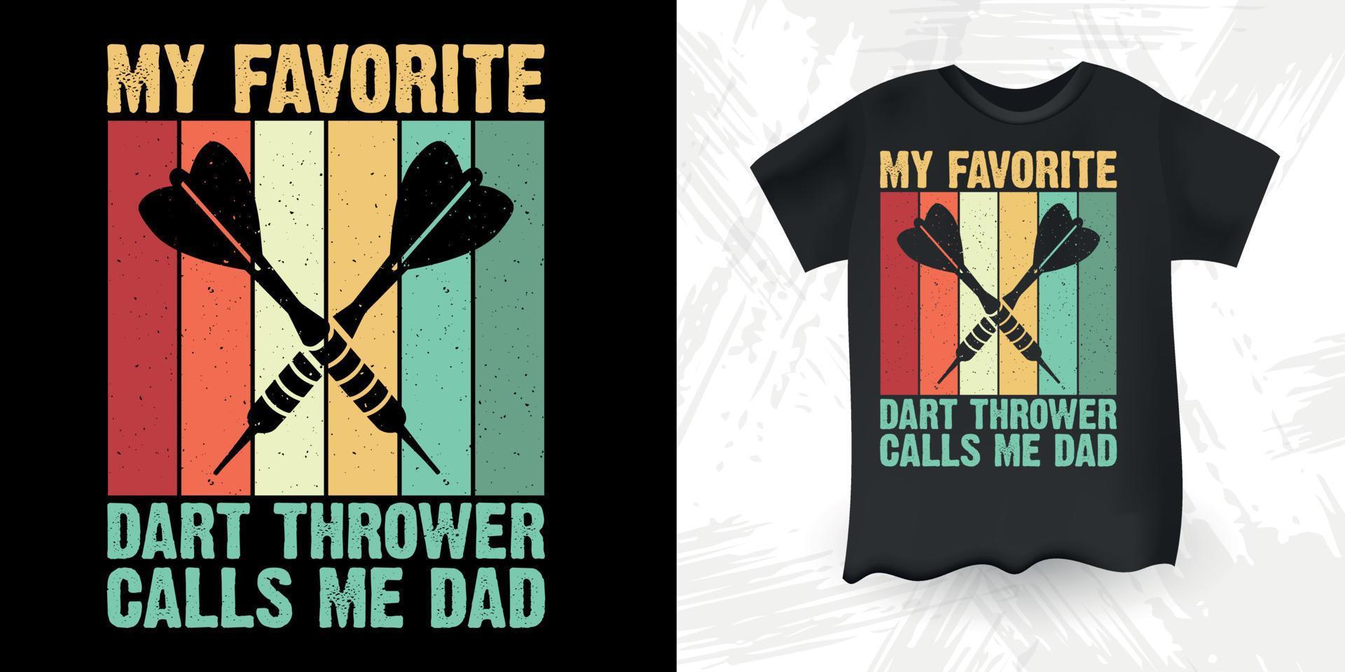 Funny Father's Day Dart Player Retro Vintage Dart Throwing T-Shirt Design vector