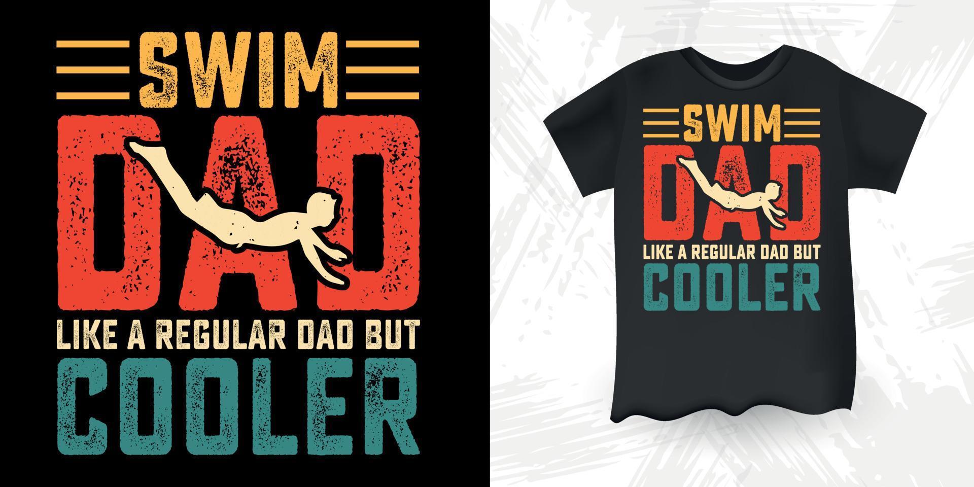 nadar divertido papá amante día del padre diseño de camiseta vector