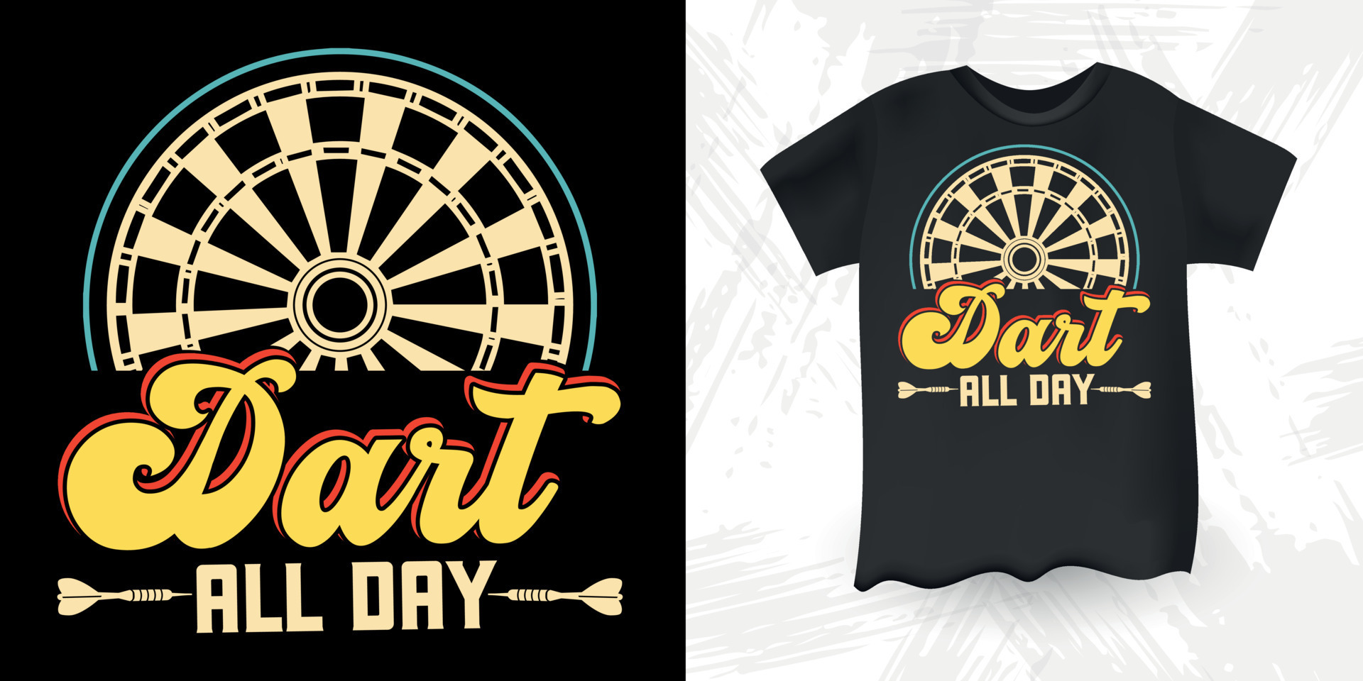 Funny Dart Player Retro Vintage Dart Throwing TShirt Design 16134206