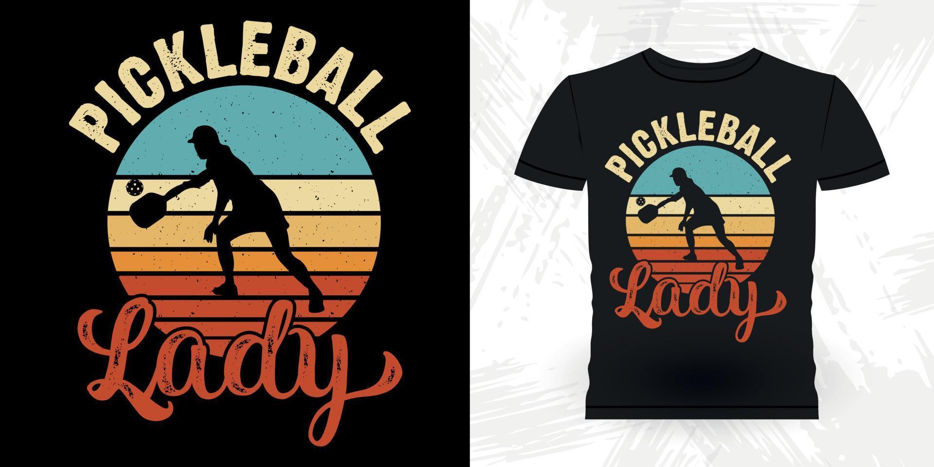 Crazy Pickleball Lady Funny Pickleball Player Sports Retro Vintage Pickleball T-shirt Design vector