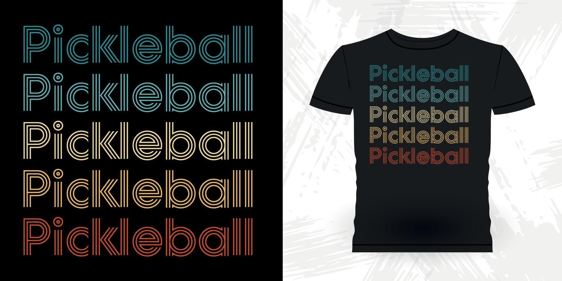 divertido jugador de pickleball deportes retro vintage pickleball diseño de camiseta vector