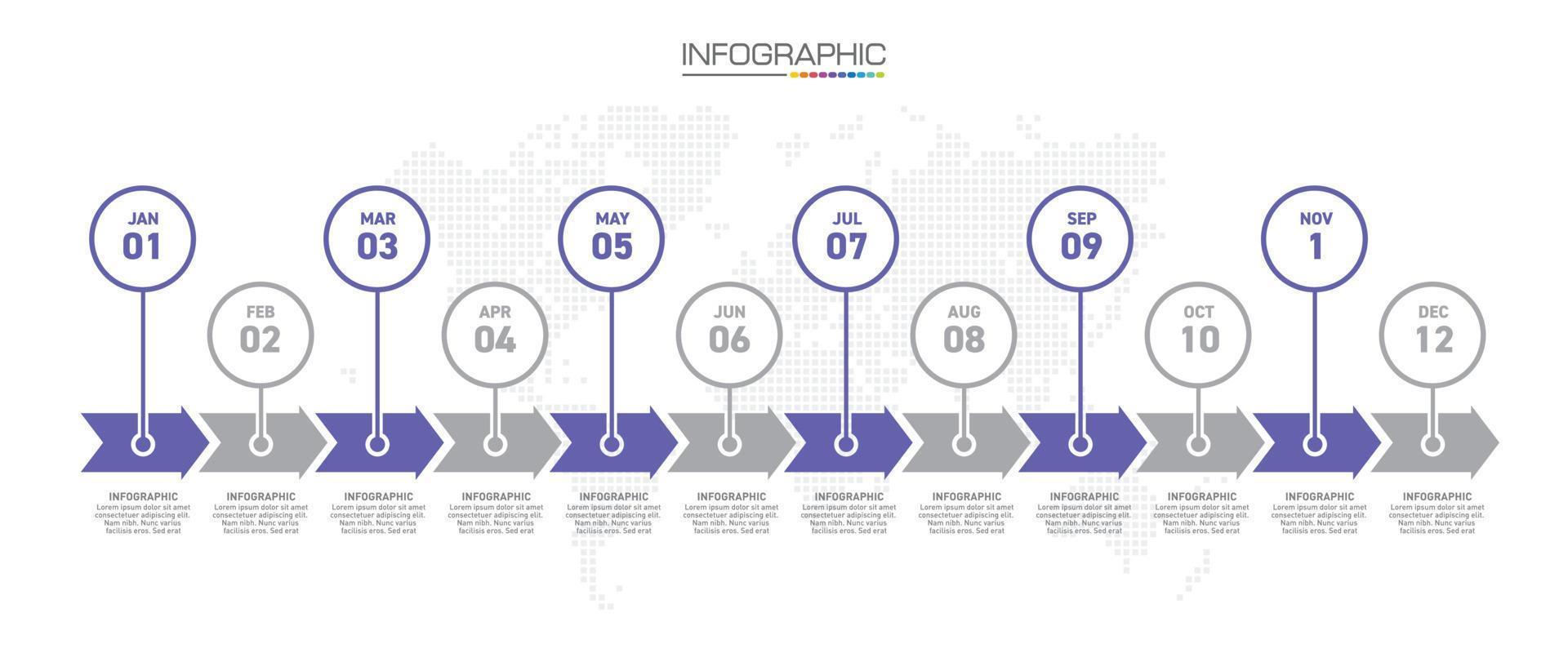 Business concept with 12 options. Timeline infographics design vector and Presentation business.