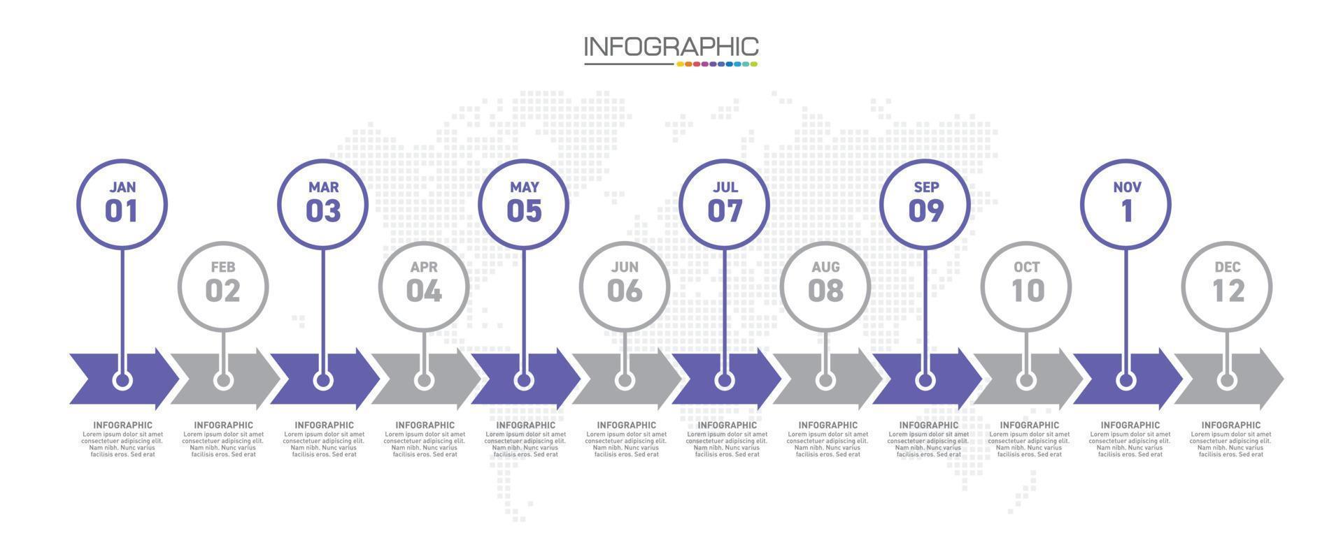 concepto de negocio con 12 opciones. vector de diseño de infografías de línea de tiempo y negocio de presentación.