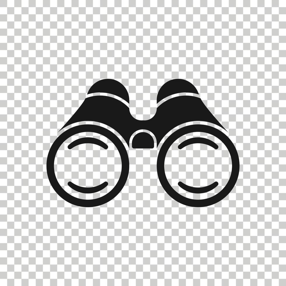 Binocular icon in flat style. Search vector illustration on white isolated background. Zoom business concept.