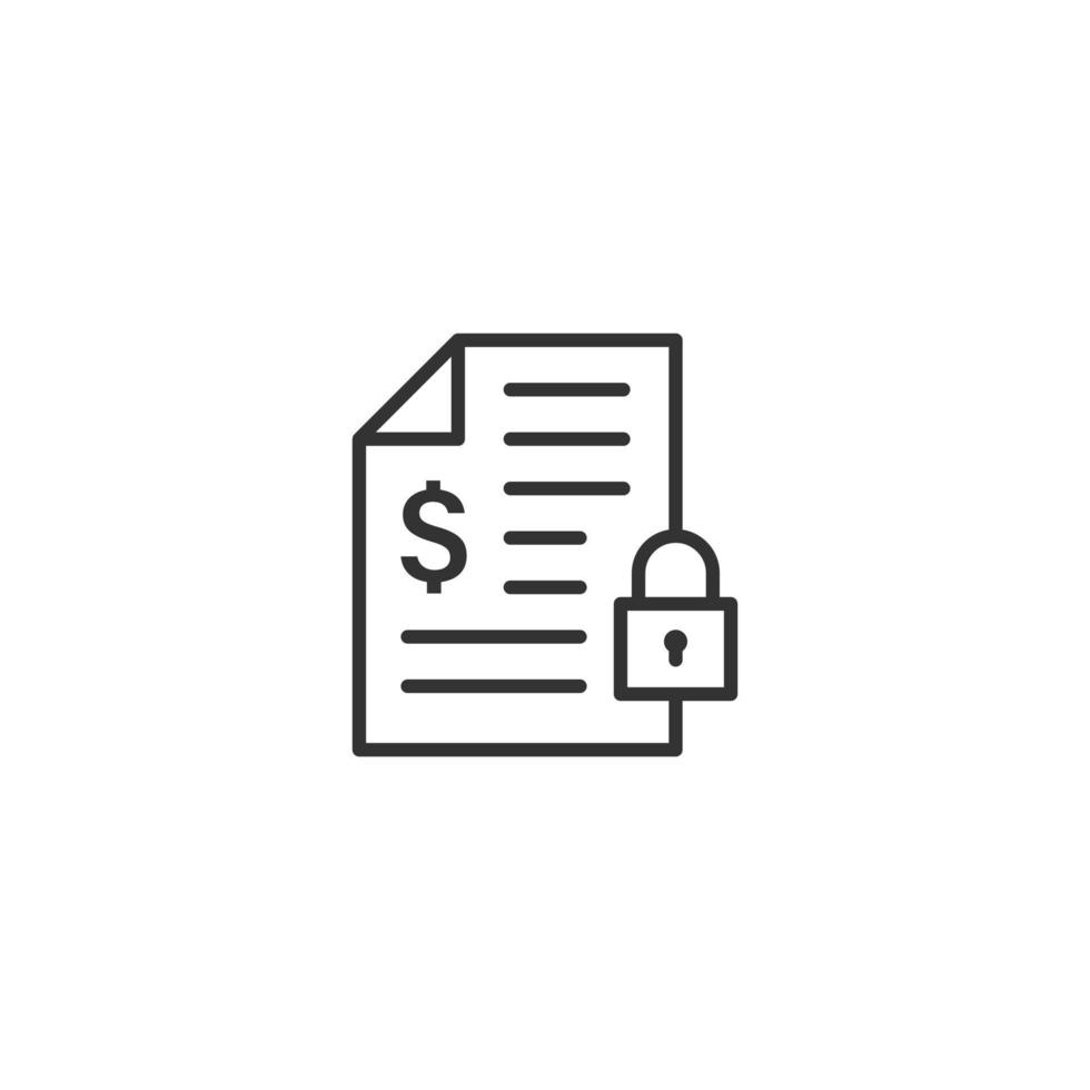 Financial statement icon in flat style. Document with lock vector illustration on white isolated background. Report business concept.