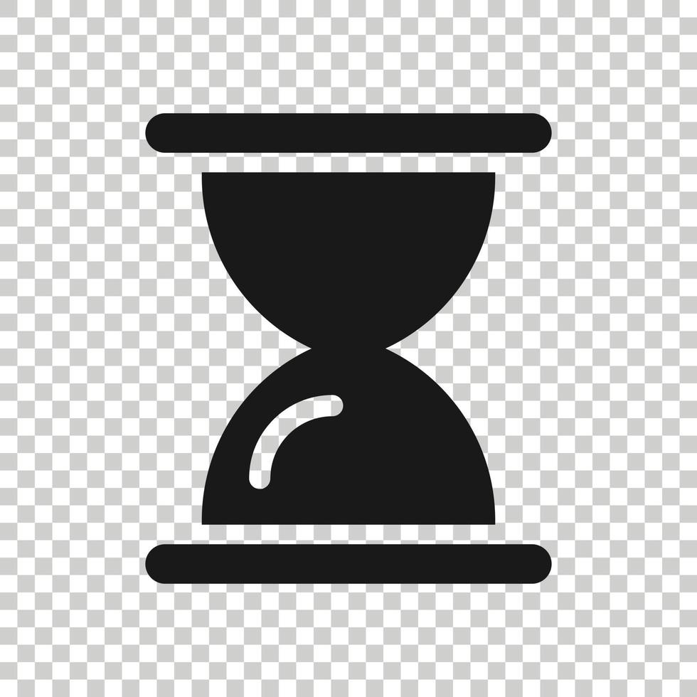 Hourglass icon in flat style. Sandglass vector illustration on white isolated background. Clock business concept.