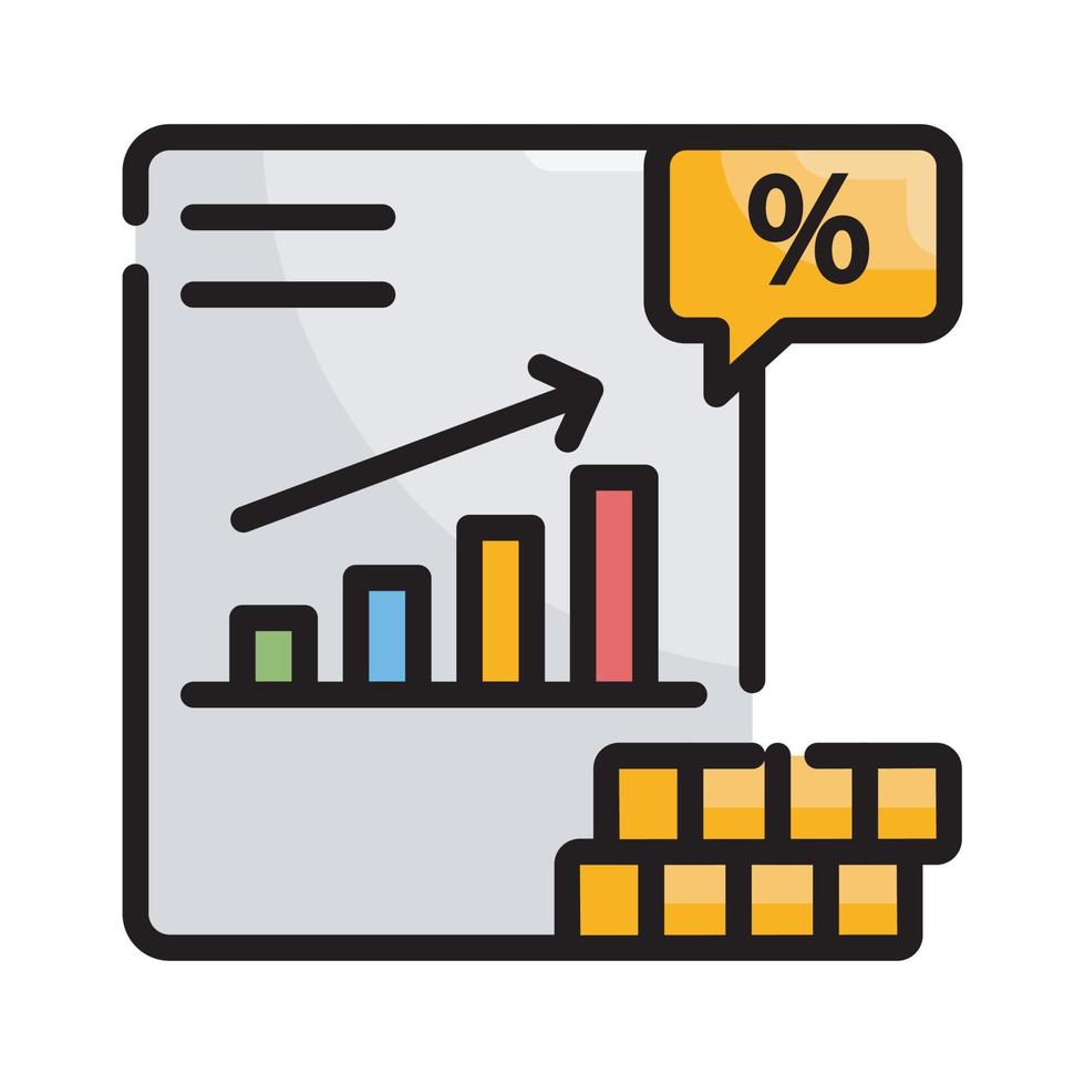 ilustración de estilo de vector de tasa de interés. icono de contorno lleno de negocios y finanzas.