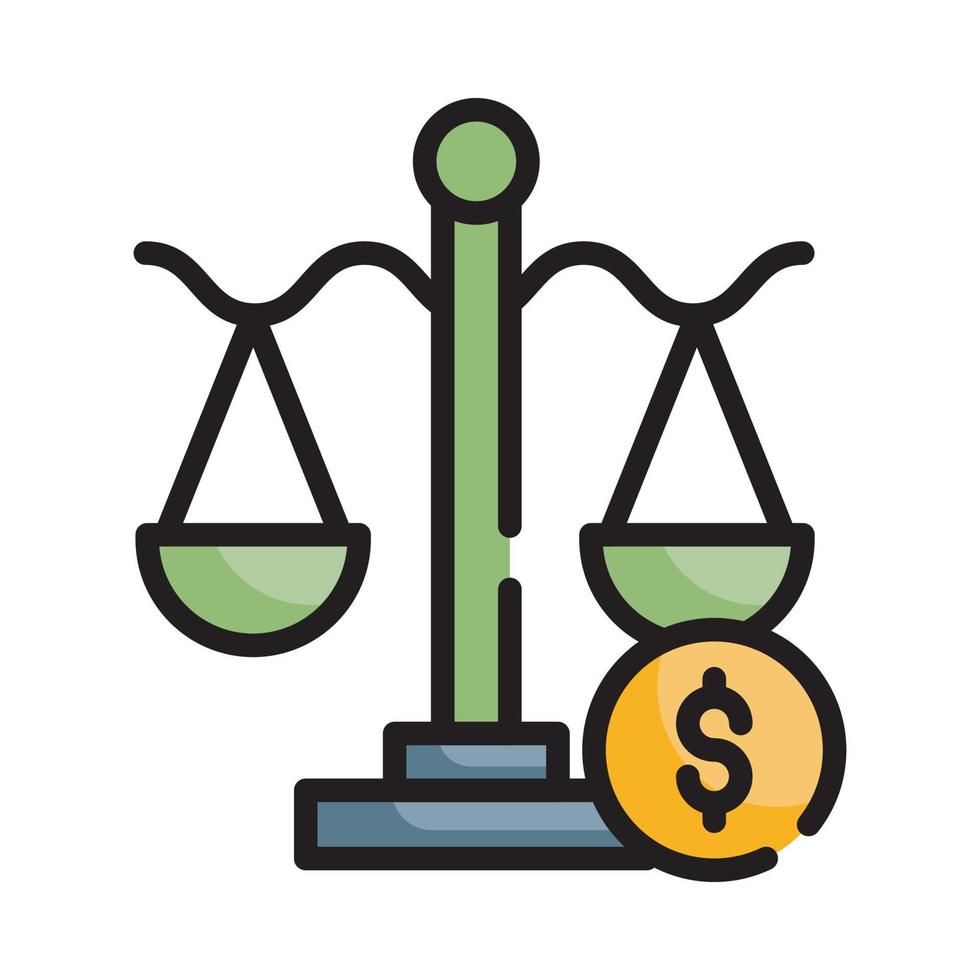 Finance Scale Vector Style illustration. Business and Finance Filled Outline Icon.