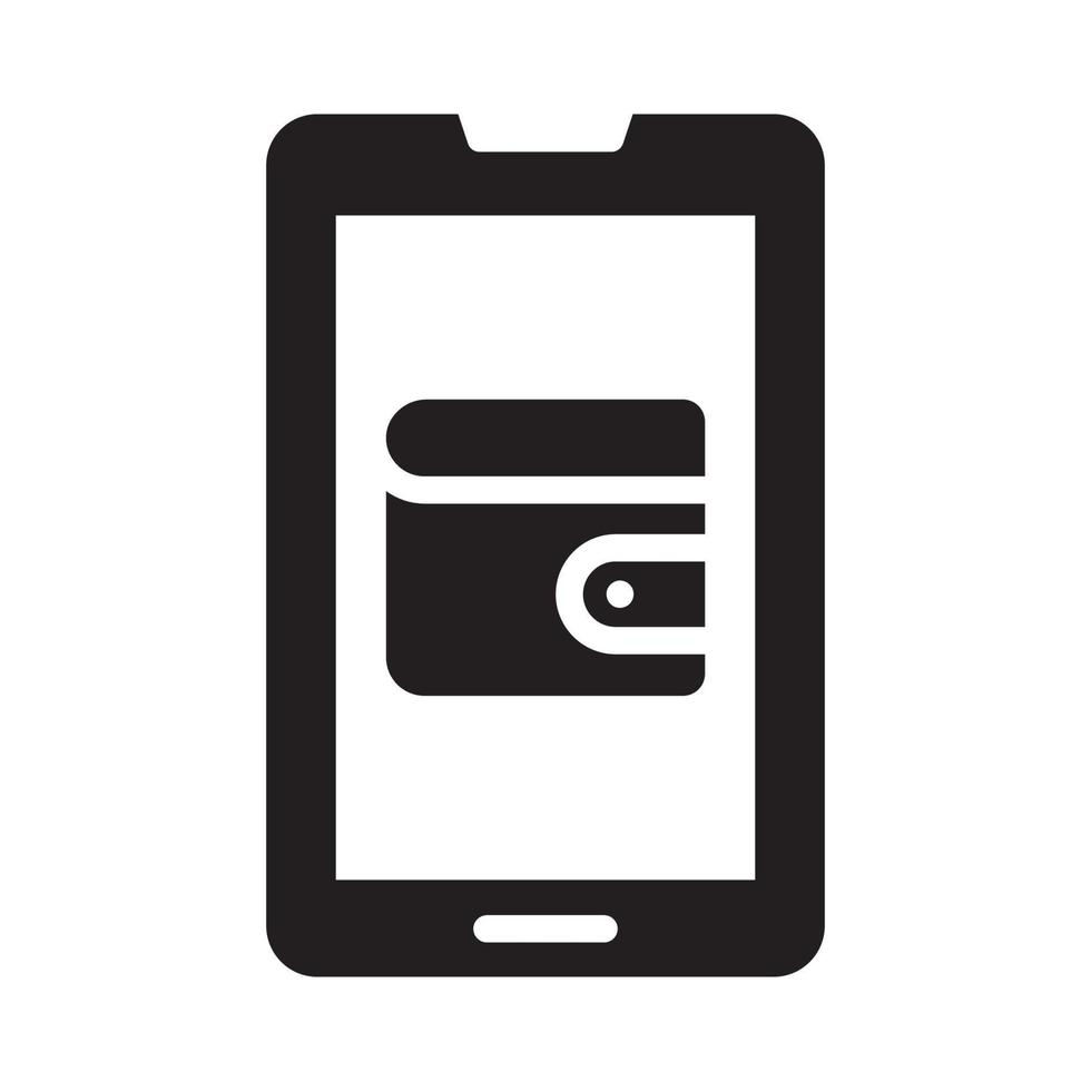 Mobile Wallet Vector Style illustration. Business and Finance Solid Icon.