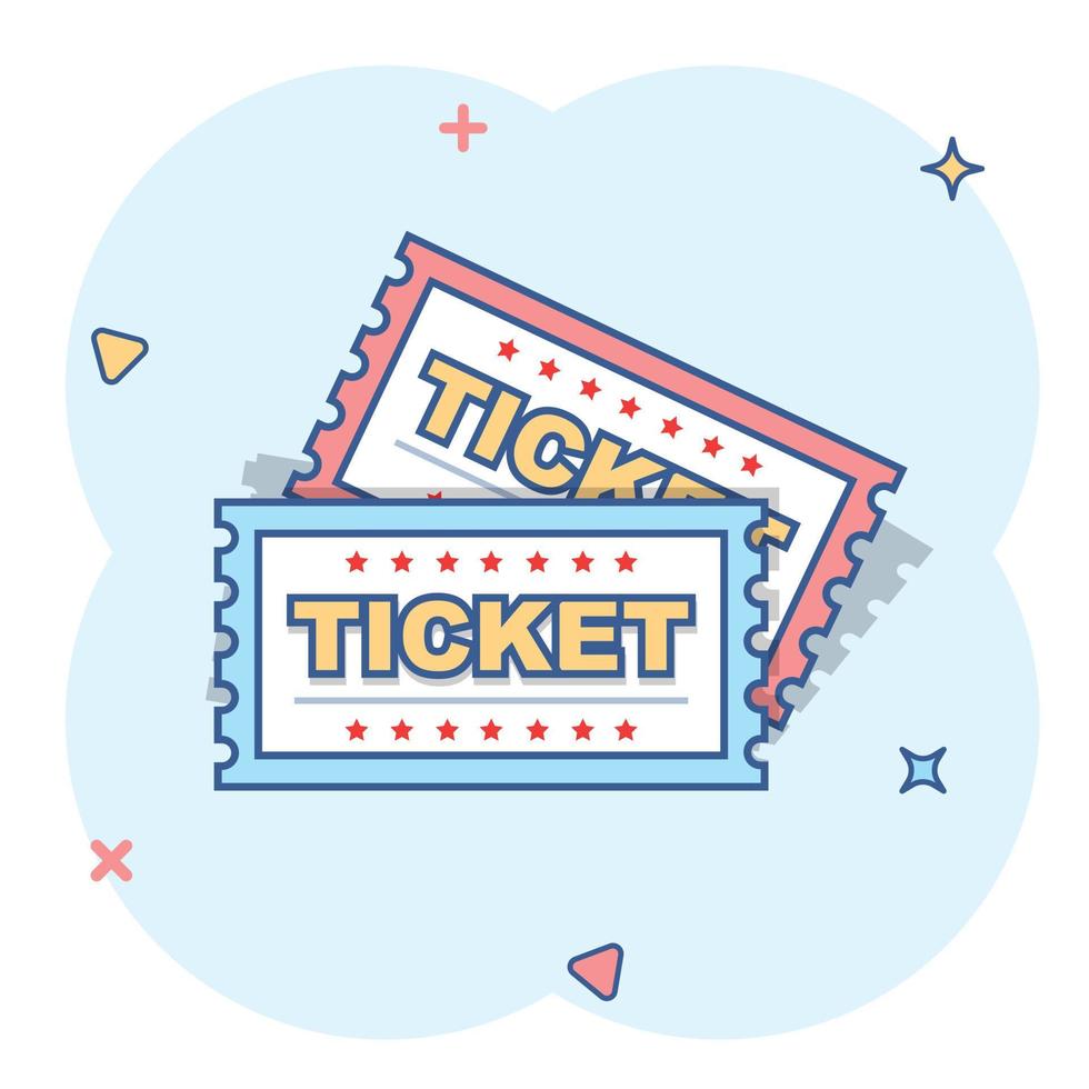 Cartoon ticket icon in comic style. Admit one illustration pictogram. Admit one splash business concept. vector