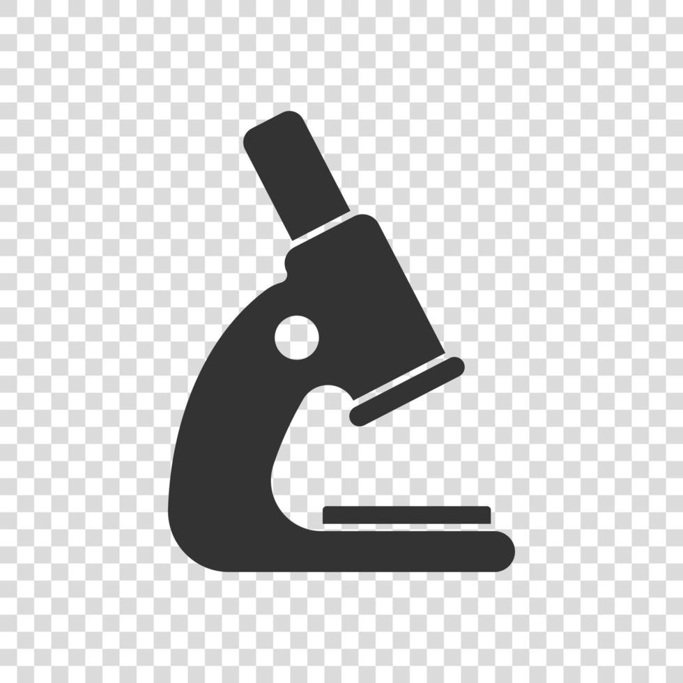 Microscope icon in flat style. Laboratory magnifier vector illustration on isolated background. Biology instrument sign business concept.