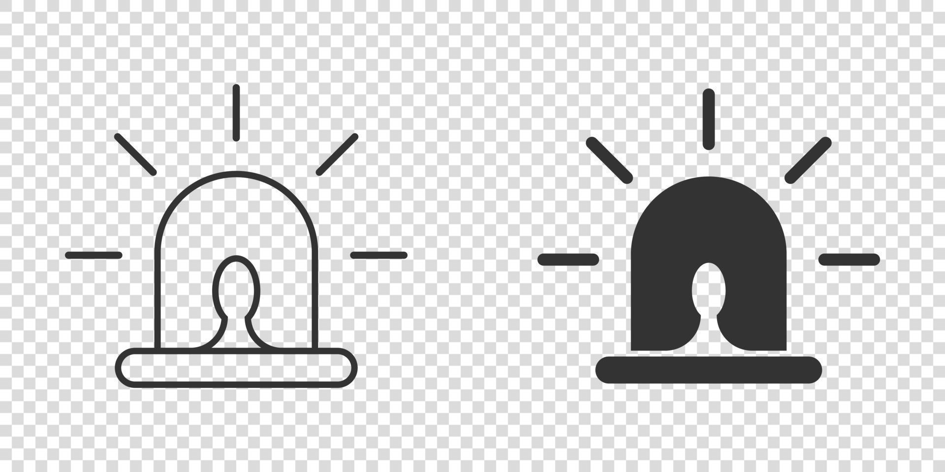 Emergency alarm icon in flat style. Alert lamp vector illustration on isolated background. Police urgency sign business concept.