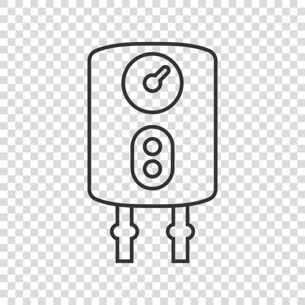 Gas boiler icon in flat style. Heater vector illustration on isolated background. Boiling sign business concept.