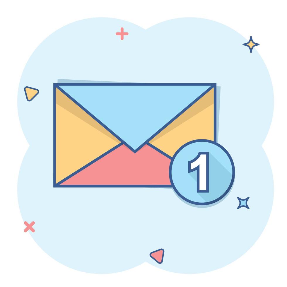 Mail envelope icon in comic style. Email message vector cartoon illustration pictogram. Mailbox e-mail business concept splash effect.